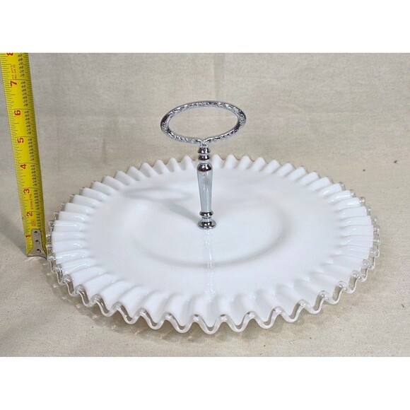 Vintage Fenton Silver Crest Single Tier Tidbit Tray 13" wide | 1942-1986 | USA - Picture 8 of 8